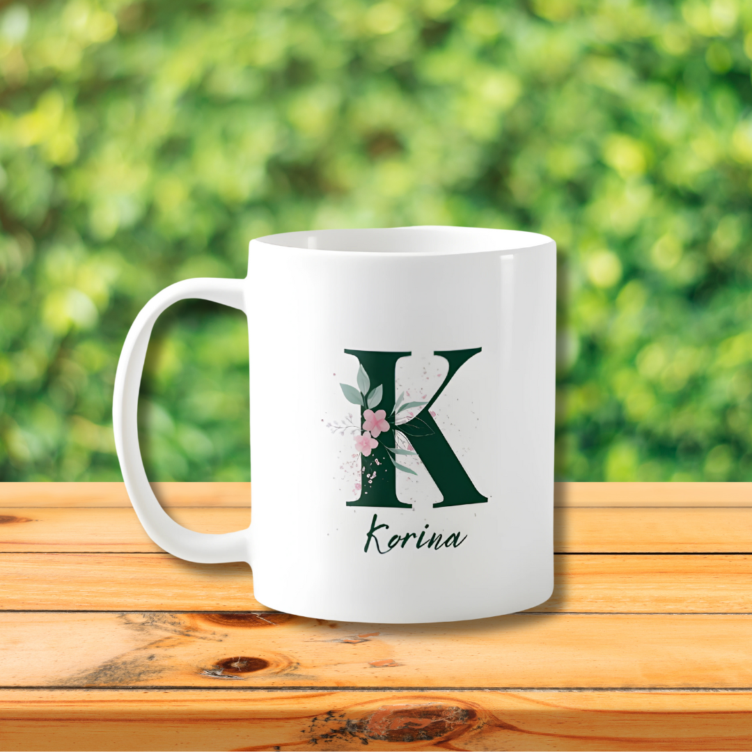 Taza Nombre entre flores